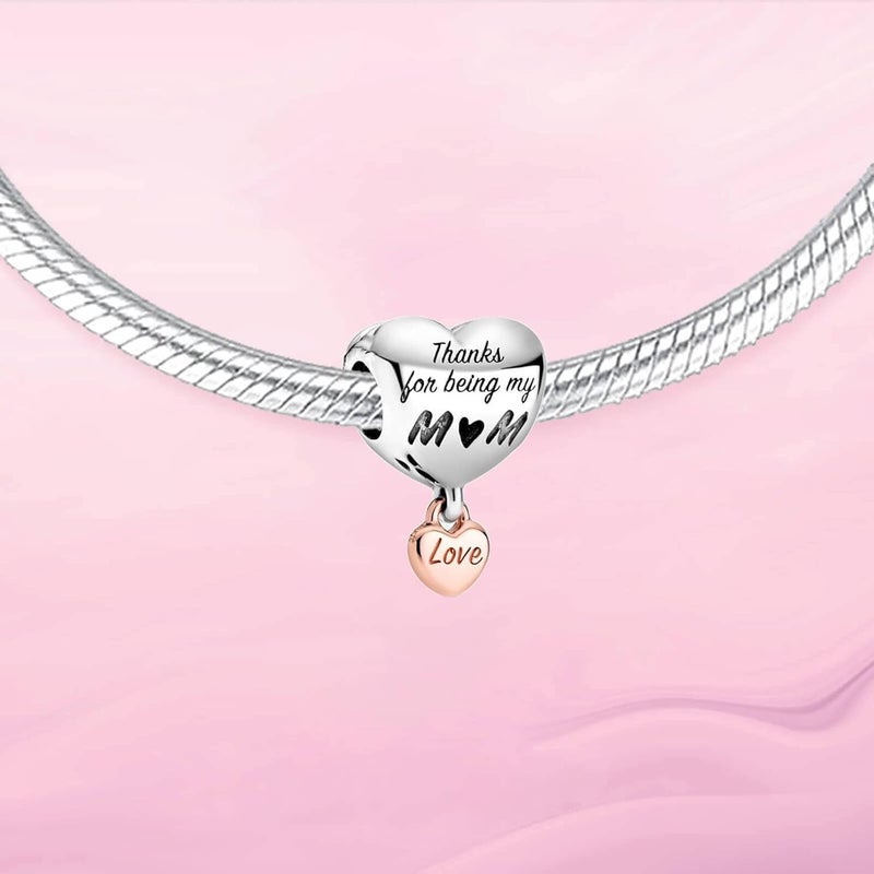 VALGACLS Mom Wife Daughter Love Heart Wedding Rings Charms 925 Sterling Silver Charms for Bracelets Necklace Valentine's Day Mother's Day Jewelry Charm for Women - Image 2